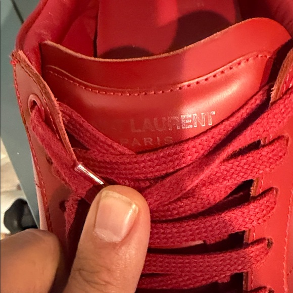 Saint Laurent Men's Bold Red Sneakers (Rouge Eros) with BOX and duster - Picture 4 of 5